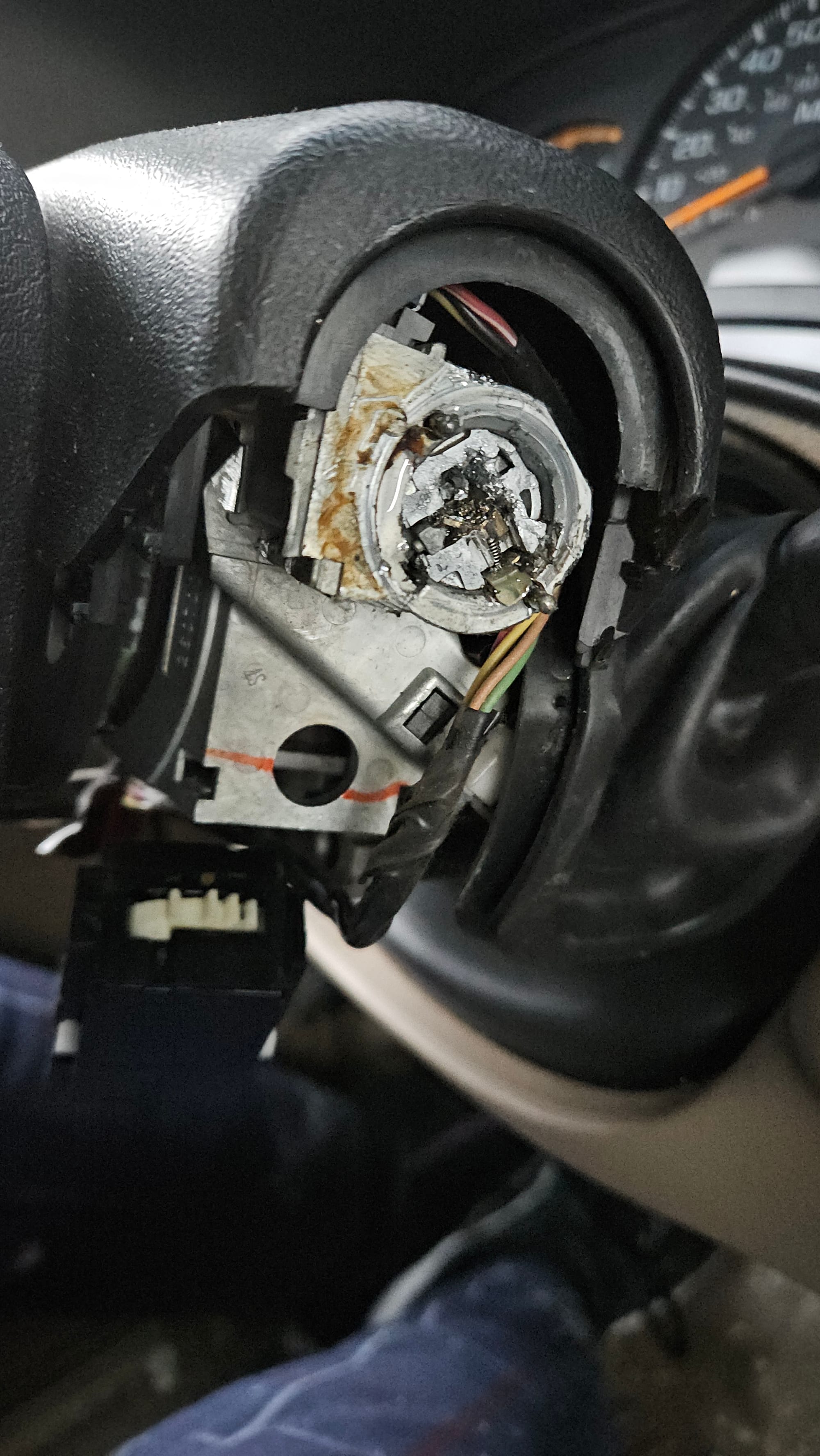 Image showing drilled out ignition in pickup